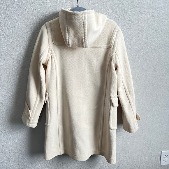 Saint James Toggle Wool Coat Heavy Cream Ivory Hooded Jacket Women's 4 France 36 - Picture 7 of 10